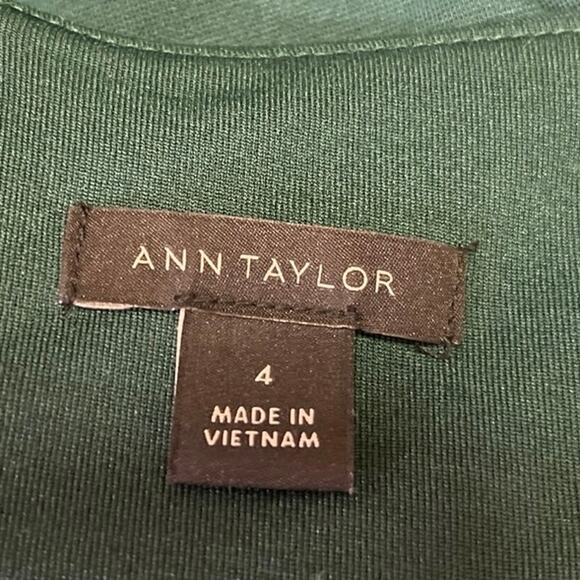 Ann Taylor Blue Green V-Neck 3/4 Sleeve Knee Length Ponte Knit Sheath Dress 4 - Picture 4 of 5